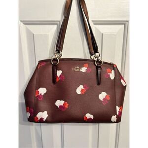 COPY - Coach Christie Carryall Burgundy Flower Print Coated Canvas Satchel Bag
